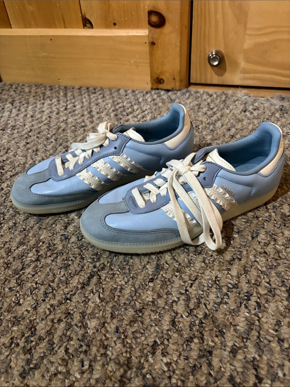 adidas Samba Light Blue & White Retro Leather Sneakers